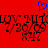 Red background with blue heart outline above black pixelated text reading 'LIX MIIX 7/30/09' repeated twice, with small pixelated figures below each text block.