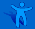 Animated contact sheet of six blue stick figures in various poses on a solid blue background with gray horizontal dividers between rows.