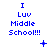 Blue pixelated text "I Luv Middle School!!!" with animated symbols above and below the text across three of observations