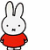 Pixelated white rabbit in red shirt with varying red text above and beside it, some frames showing gray background element.