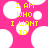 Pixelated pink background with white circles and yellow text reading "I AM WHO I WANT TO" in two identical arrangements.