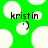 Green background with white circles and black text 'kristin' above a smiling face icon.