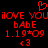 Red pixelated text and symbols on black background with repeated phrases and dates, featuring a heart symbol above the text.