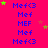 identical blue text entries on a bright pink background, each with small green and pink star icons scattered around