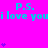 Bright pink background with cyan text and purple heart symbols repeating in a pattern