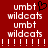 Red background with white pixelated text 'umbt' and 'wildcats' repeated in two , a black pixelated heart symbol above the left , and white exclamation marks below