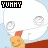 A cartoon character with a round white head, red cap, and orange face appears in of an animated sequence