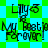 Pixelated text 'Lilly 6' and 'My Beat|p Forever!' on a green and blue checkered background with visible pixelation and color bleeding.