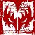 A 50x50 pixel animated contact sheet showing two frames of a Kiss band-themed buddy icon with red and black backgrounds featuring stylized white text and a yellow logo.