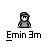 Pixelated character icon with changing border and internal elements, text 'Emin 3m' below on gray background.