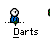 Pixelated icon shows a blue-clad figure with white head, red-and-green dart-like objects on gray background; text "Darts" below.