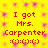 Yellow background with pink starburst patterns, red text reading "I got Mrs. Carpenter" and a smiley face :O:O:O repeated twice in two