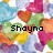 Pixelated image with colorful heart shapes and two text labels: 'Shayno' and 'Rose' in black block letters.