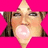 A star-shaped icon with a pink background shows a person blowing a bubblegum bubble in one frame and the bubble disappearing in another.