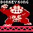 Pixel art of Donkey Kong in two with red platform borders, showing different poses and expressions