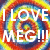 A colorful spiral background with white text reading "I LOVEID EMN MEG!!! ID EMN =)" in a pixelated style.