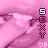 Pixelated pink lips with vertical text 'SEXY' and a heart symbol, animated to cycle through different letter states.