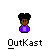 Pixelated character with dark skin, black afro hair, and purple shirt; two identical static frames above a larger animated sequence showing the same figure in motion.
