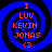 Four identical blue and black spiral-patterned icons with orange text reading "I LUV KEVIN JONAS <3" arranged in a