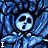Blue-toned repeating pattern of stylized skulls with hollow eyes and open mouths, overlaid with pixelated text reading "I Just Want To Be Loved" in white.