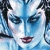 Pixelated fantasy female face with blue skin and dark hair on left, green text 'Original Icons .com' on right against solid background.