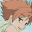 Pixelated anime-style character with light brown hair, closed eyes, and a neutral expression against a soft blue-green background.
