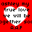 Red background with four identical white heart shapes containing text, each reading 'ashley my true love we will be together sooogether A.A.F' in black pixelated font.