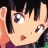 A pixelated anime-style character face with black hair and large eyes on the left, next to a black background with white text reading "Anime IM" above smaller cursive text "com".