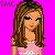 Pixel art contact sheet showing multiple views of a cartoon female character named Ashleigh in pink top and blue jeans against bright magenta background with text label.