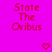 A static image with a bright pink background displays repeated text "State The Ovibus" in red pixelated font and small red heart symbols.