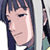 Pixelated anime-style character face with dark hair and closed eyes, displayed as a static 50x50 AIM buddy icon on a gray background.