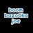 Pixelated text 'boom bazo0ka joe' in blue and white on black background, two variations with differing text outlines.