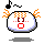 Pixelated avatar with orange hair, red eyes, and a white face shows two expressions: one with an open mouth and another with a closed mouth.