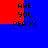 Blue and red pixelated background with black text reading 'ARE YOU READY' in four identical quadrants.