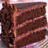 A pixelated image of a chocolate cake slice on the left, with purple background and white text reading CAKE, Connor Austin, Kristen Emily.