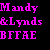 Static 50x50 pixel icon with bright pink text on black background displaying three lines of stylized lettering.