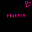 Pixelated pink heart symbol above two identical text strings on black background.