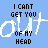Pixelated text displays "I CAN'T GET YOU OUT OF MY HEAD" in varying color states across six on a light blue background