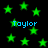 Green stars and blue text on a black background with no visible motion.