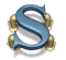 A blue stylized 'S' with golden curved accents on a white background, displayed in six showing subtle rotation and shadow shifts