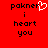 Red background with black pixelated text 'pokner i heart you' and a white heart symbol replacing the 'o' in 'pokner'.