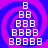 four identical pixelated icons featuring a white 'B' pyramid on a purple and blue spiral background, each icon showing the same static pattern