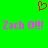 Green background with red pixelated heart above pink text 'Zach O!!! Zach O!!!' repeated twice.