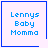 Four square display 'Lennys Baby Momma' text with blue borders; top-right has a blue heart, bottom-right has a blue star, and the rest are plain