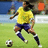 Pixelated image of a soccer player in yellow jersey and dark shorts kicking a ball on a green field with blue text reading 'Ronaldinho' and 'WILL ROCK YOUR SOX' on black background.