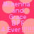 Pixelated pink text on a red background with peach circles, reading "Mckenna and Grace BFF 4 Ever!!!!!!" in two identical side-by-side sections.