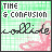 Green checkered background with pink floral shapes, black cursive text reading 'collide', and top-left text changing from 'THE & CONFUSION' to 'TINE & CONFUSION' across frames.
