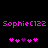 Pixelated pink text 'SophieC122' appears twice on black background with two of pink and purple heart symbols below
