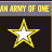 Static pixel art icon featuring a yellow star with white center on dark background, topped by gray banner with partial text "AH ARMY OF ONE" in yellow block letters.