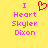 Yellow background with pink text reading "I Heart Skyler Dixon" and a red pixelated heart symbol above the text.